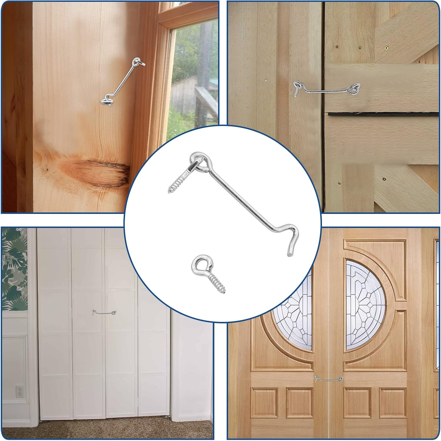 2.5 Inch Hook and Eye Latch (5PCS), Heavy Duty Iron Barn Door Lock Privacy Lock 