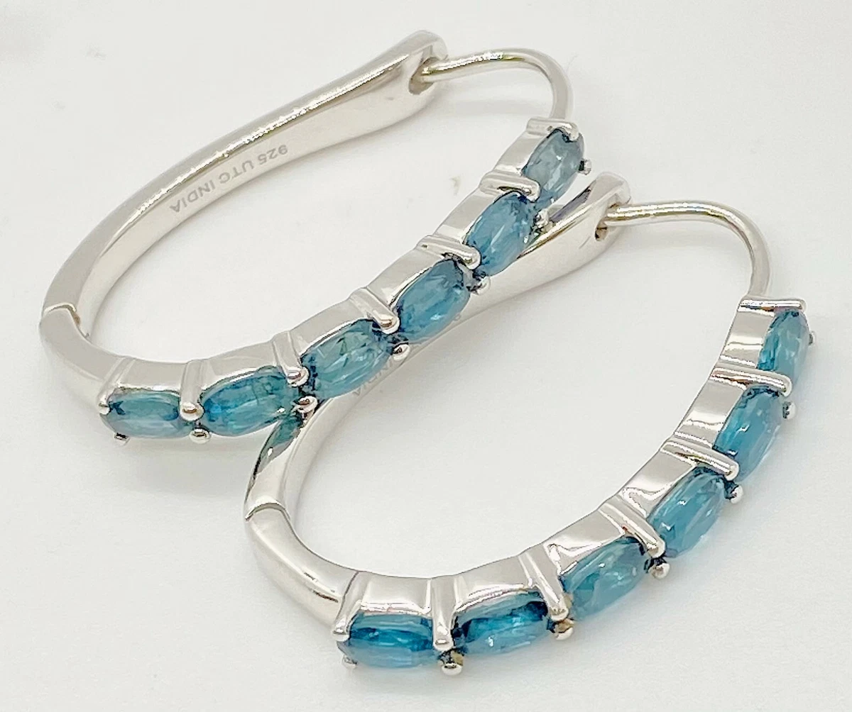 HSN Paul Deasy Gems 3.6ctw Blue Kyanite Sterling Silver Hoop
