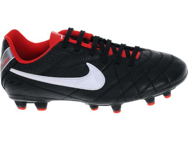 Nike Leather Soccer Cleats Tiempo Natural IV Black/White/Red Youth Size 