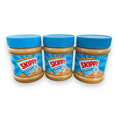 (52,91 EUR/kg) SKIPPY Erdnussbutter 3x Creamy Peanut Butter Ohne Palmöl