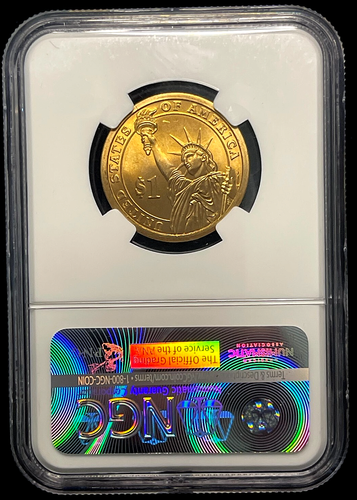 2009 SMS J.Q.Adams Presidential MS67 NGC $1 Missing Edge Lettering - Picture 2 of 2