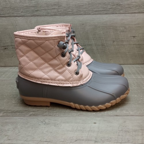 Nautica Dorsay Duck Boots Women's Size 7 Pink Gray Rubber Zipper - Picture 2 of 14