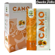 CAMO Self-Rolling Natural Leaf Wraps 125mm wraps - PEACH Flavor (Full Box)