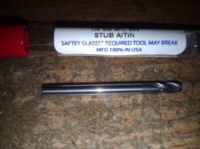 .125" 1/8" 4 FLUTE SE STUB AlTiN CARBIDE BALL END MILL 1/8" X 1/8" X 1/4" X 1-1/