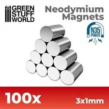 Green Stuff World 100x Neodymium Magnets 3x1mm (N35)