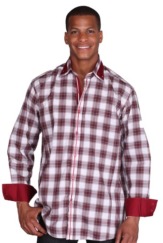 MEN'S FASHION SHIRT 60% COTTON 40% POLY Check Fashion Cuff Button Collar AH 607 - Picture 7 of 11