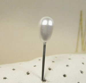 Vintage Western Casual Classic Faux Cream White Drop Pearl Stick Pin Brooch