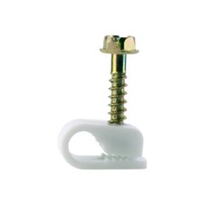 ASKA CX-1W Screw-In Single Flexible RG-6 Cable Clips Bag of 100, White 