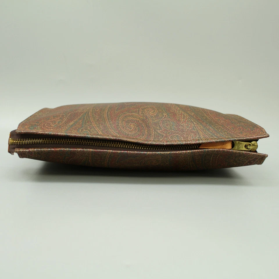 Auténtico bolso clutch Etro PVC cuero cachemir marrón unisex Foto 3 de 4