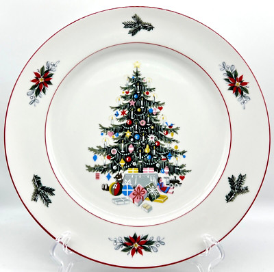 FESTIVE SCHUMANN BAVARIA DINNER PLATE, NOEL, CHRISTMAS HOLIDAY, EXCELLENT COND