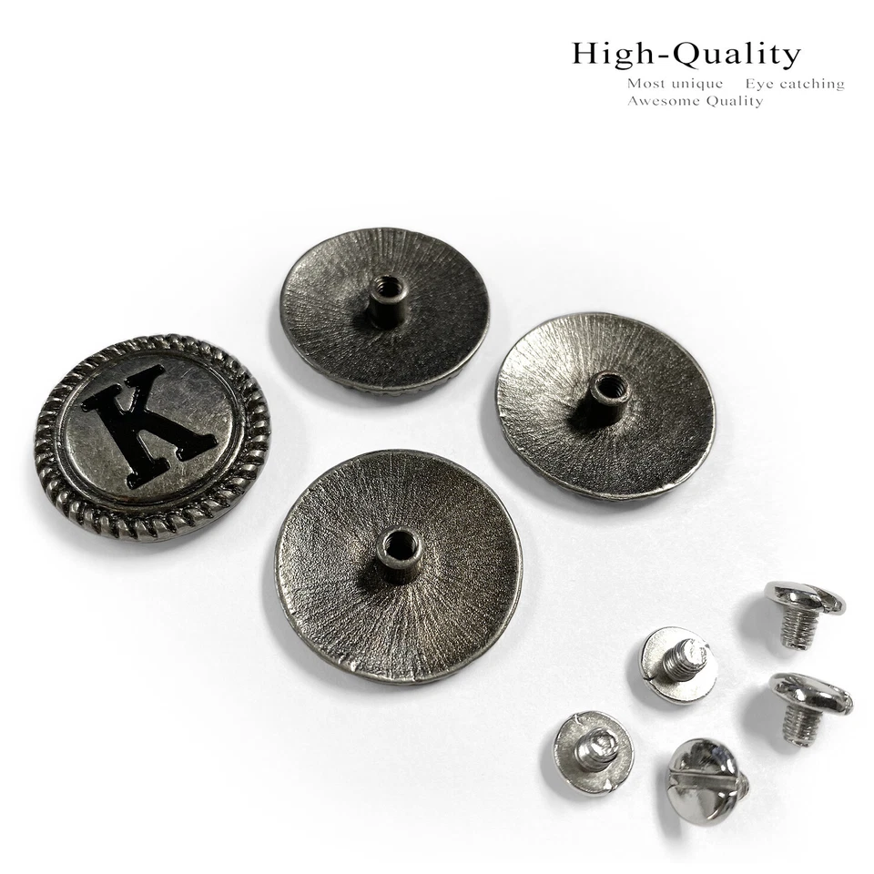 Антикварная серебряная буква 1-1/8 дюйма с инициалом алфавита кончо винт сзади кончо - Изображение 3 из 3