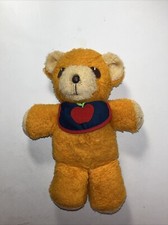 Vintage 1975 Fisher Price 11" Orange Freddy Teddy Bear Squeaker Is Worn Out
