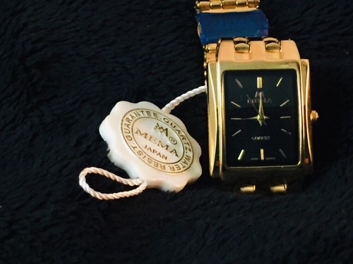 Mema Japan Quartz 22K Gold Electroplated Stainless Steel Square Watch 2104G  | eBay