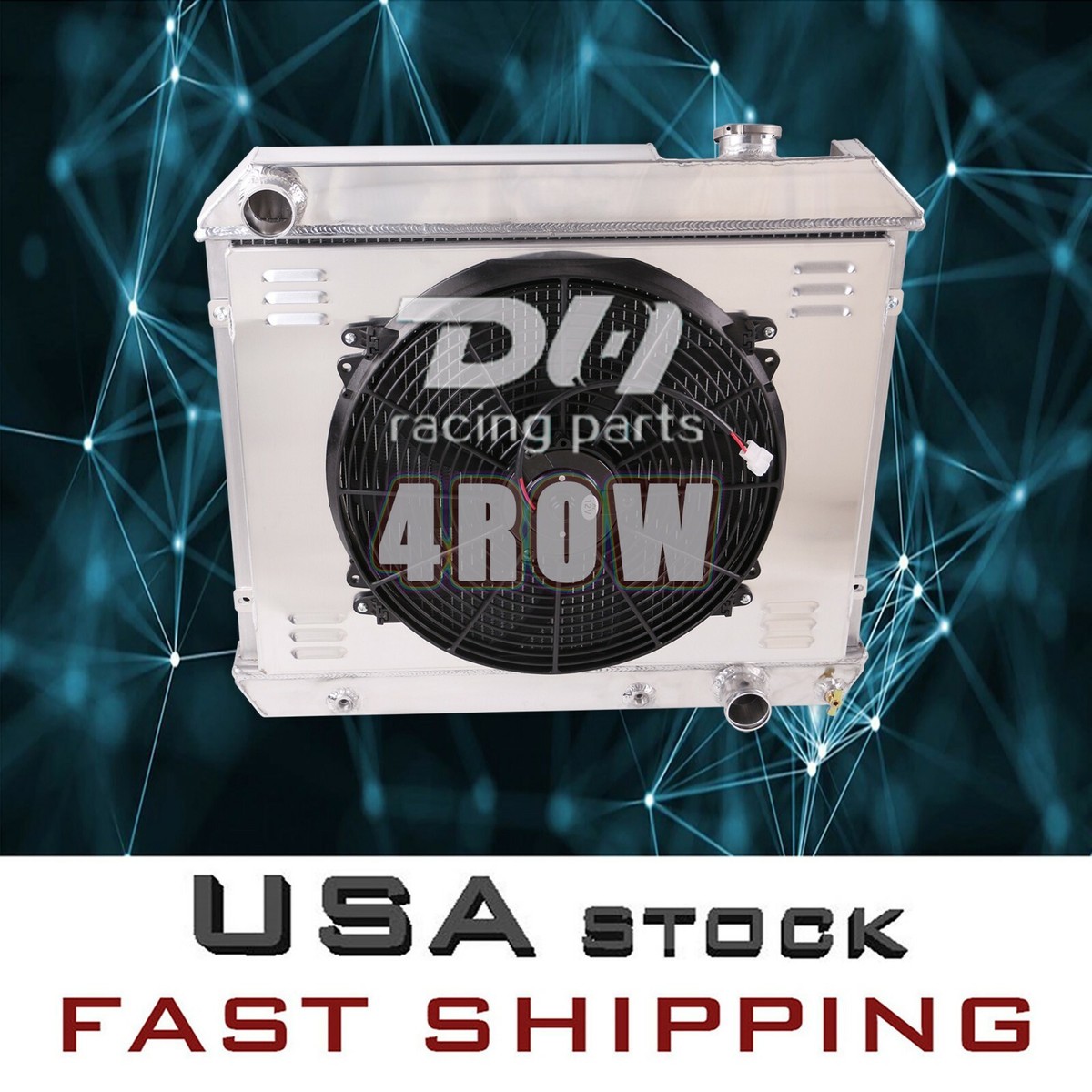 4Row Radiator+Shroud+16Fan For 63-66 Chevy Pickup Truck C10 C20 C30 K10 K20 K30
