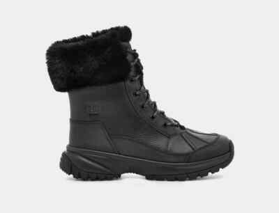 UGG ブラックレザーシューズ ファー付き size:29 (eu43) UGG Women's Australia Yose Fluff Leather Black Winter Boots