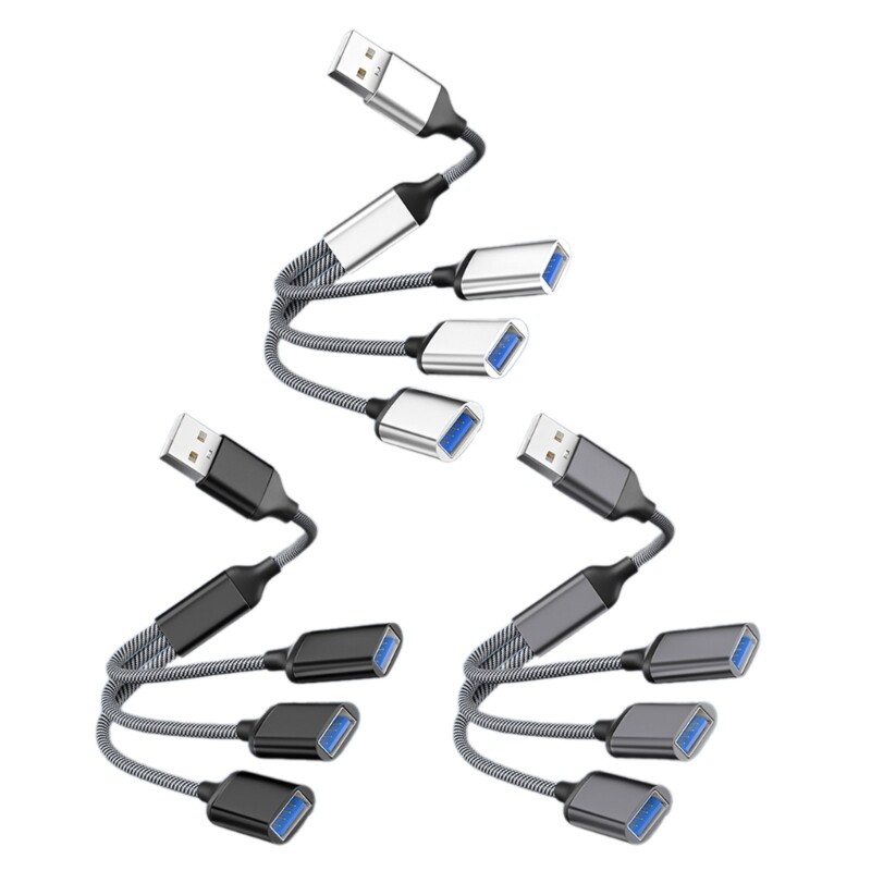 USB OTG Splitter Cable Male to 3 Female Ports 2.0 Multi Connector