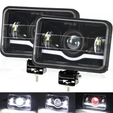 Pair 4x6'' LED Work Lights Spot Driving Fog Headlight DRL + Mounting Brackets