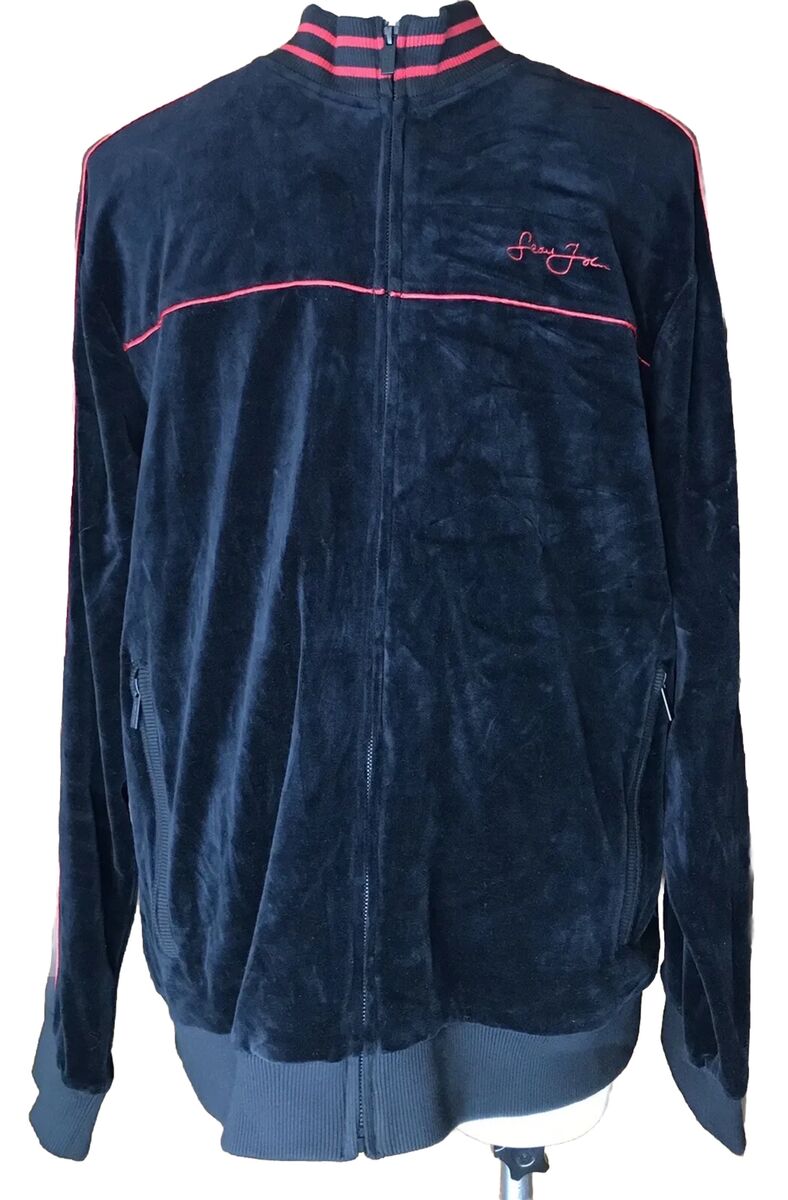 Vintage Sean John Track Jacket Black & Red Velour Hip Hop Vintage Sean John Track Jacket Black & Red Velour Hip Hop