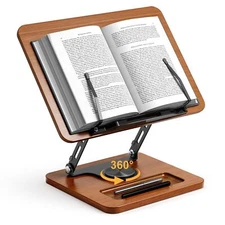 Book Stand for Reading 360° Rotating Hands Free Book Holder Adjustable Height...