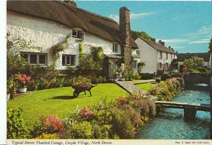 Devon Postcard Typical Devon Thatched Cottage Croyde Village
