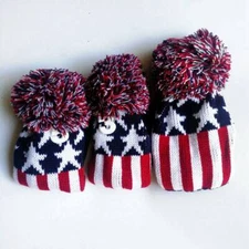 3pcs Red Knit Golf Driver Fairway Wood Head Covers Sock Pom Pom Head Covers