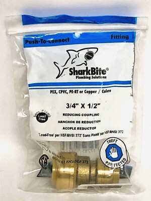 SharkBite 3/4''x1/2'' Reducing Coupling Push To Conect Fitting Lead Free 200 PSI