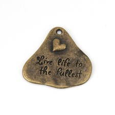 Quote Charm Antiqued Bronze Live Life to the Fullest Pendant Inspirational