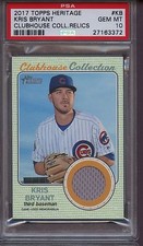 2017 Topps Heritage Clubhouse Collection Relics Kris Bryant  PSA 10 Pop 2 Jersey