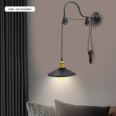 Vintage Industrial Wall Light Sconce Gooseneck Lamp Pulley Metal Wall Fixture