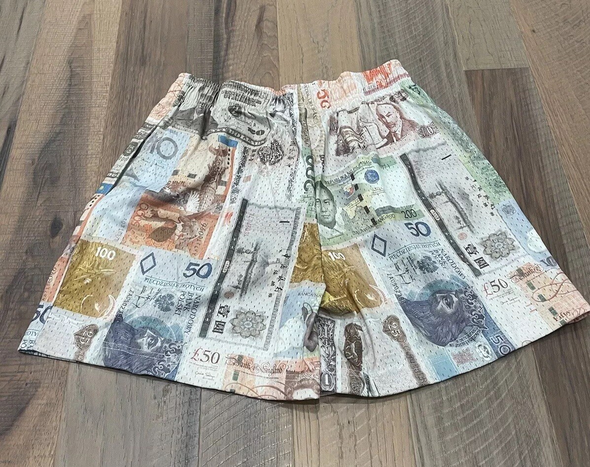 NWT Bravest Studios Money Currency Shorts Brand New Size Large 