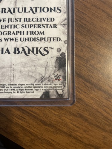 2018 Topps WWE Sasha Banks Green Auto /50 - Picture 9 of 10