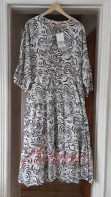 Zara langes voluminös bedrucktes Stufenkleid M XL 100% Baumwolle schwarz gefüttert neu mit Etikett