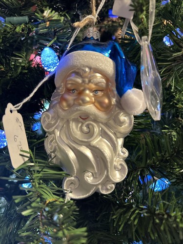 Hand Painted Blown Glass Santa Head Ornament - Picture 5 of 8