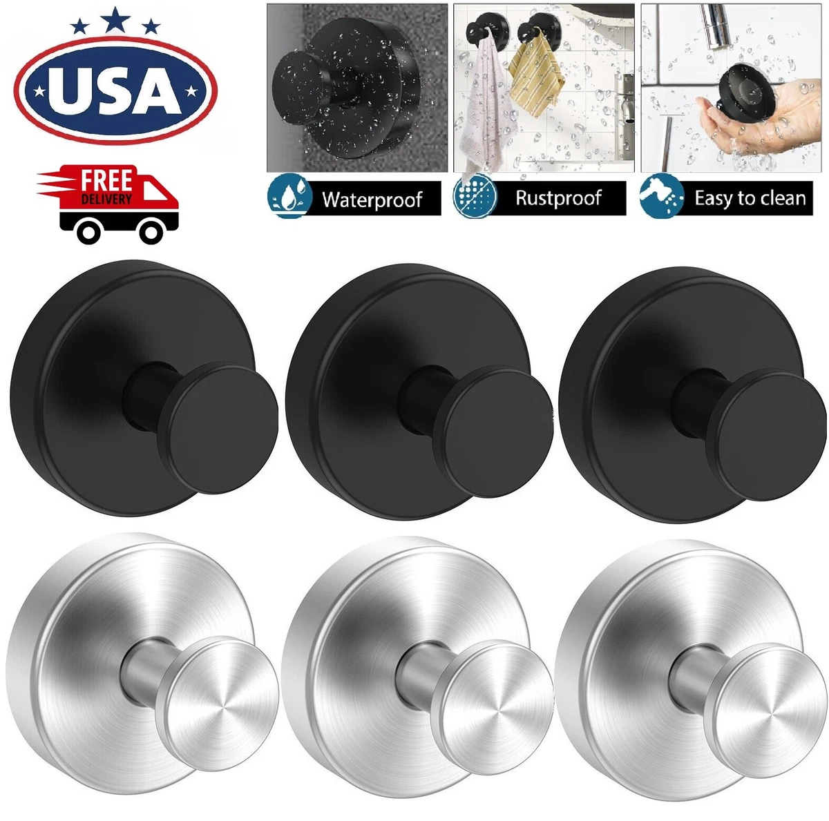 Perchas Individuales De Pared WJUAN 4 Piezas Ganchos De Pared Redondos Negros, Gancho De Pared De Acero Inoxidable De 53 Minimal Wall Hook