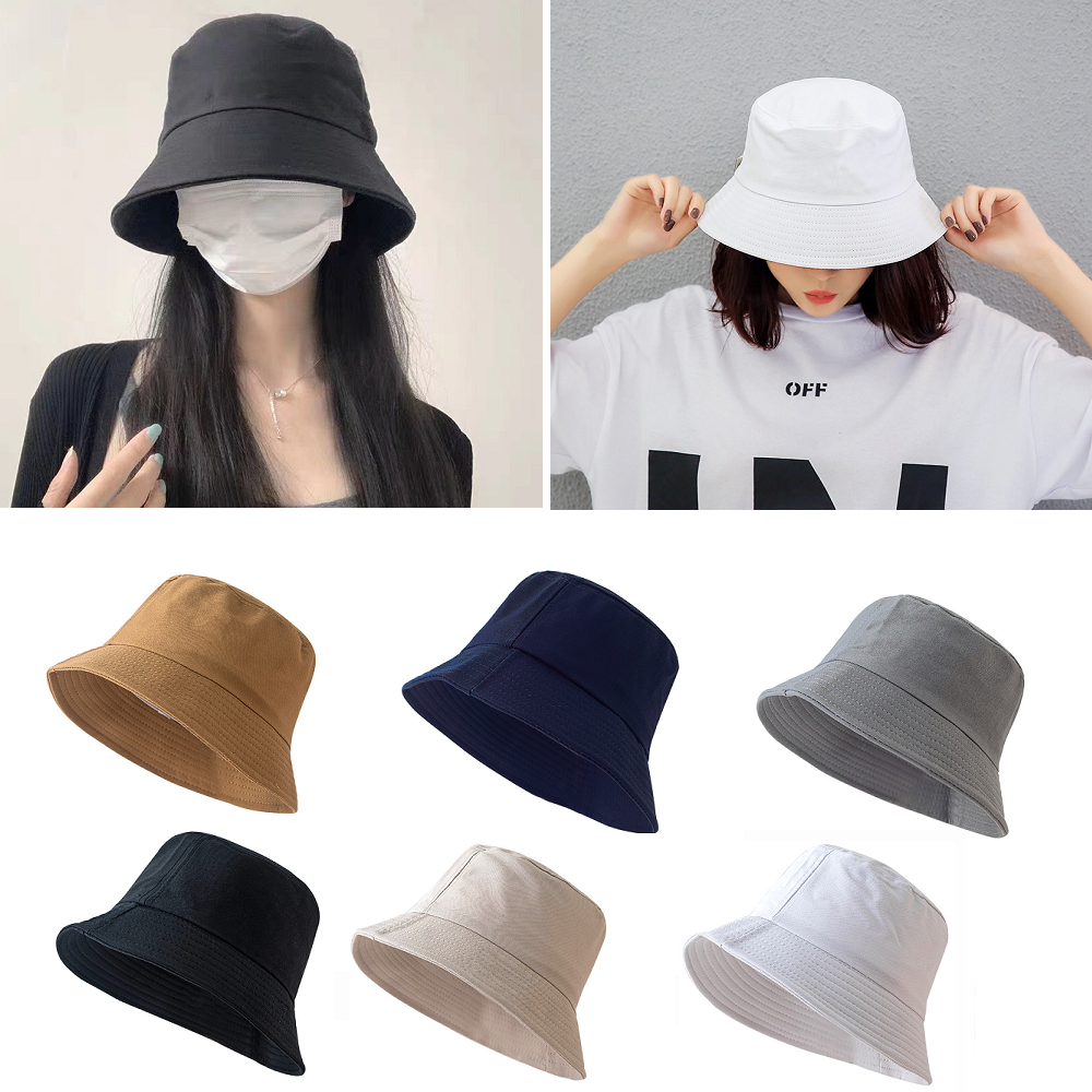 Cotton Bucket Hat for Men and Women - Summer Sun Protection Fishing Camping Boonie Cap  -image
