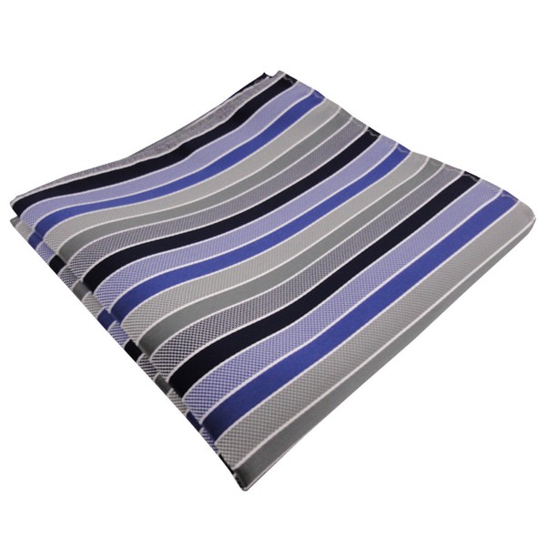 SchöNes Einstecktuch In Blau Dunkelblau Grau Silber Gestreift - Tuch Polyester-image