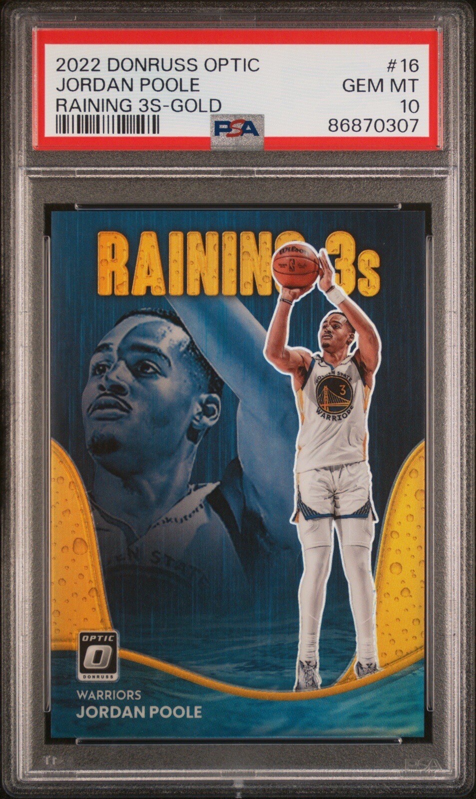 JORDAN POOLE 2022-23 Donruss Optic GOLD PRIZM Raining 3s /10 PSA 10 Gem POP 2