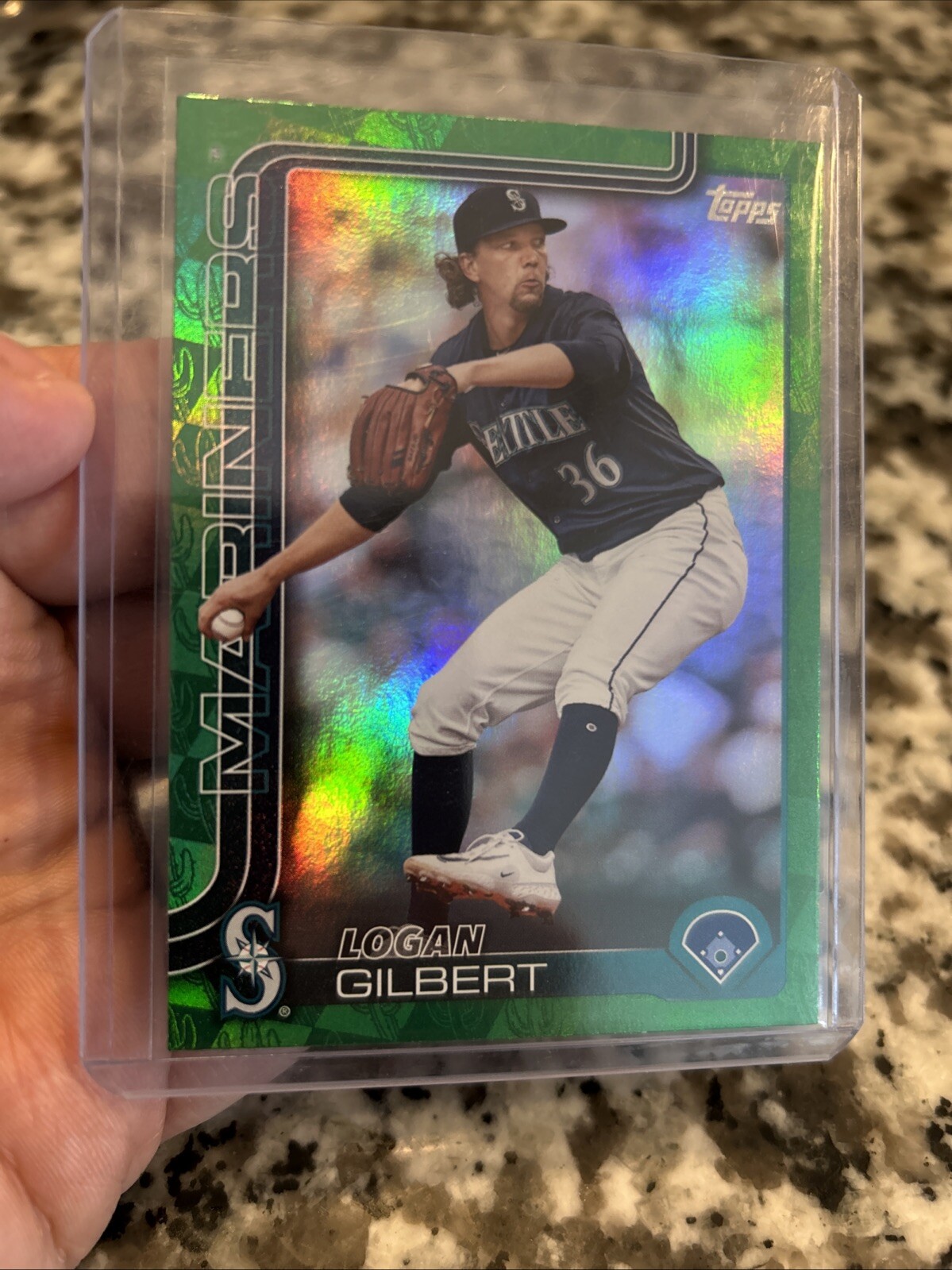 2025 Topps Logan Gilbert #66 Spring Training GREEN SN/99 SEA MARINERS
