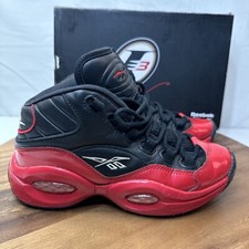 Reebok Question Shoes Mid Junior Street Sleigh Black Red GV7182 Youth Size 5.5