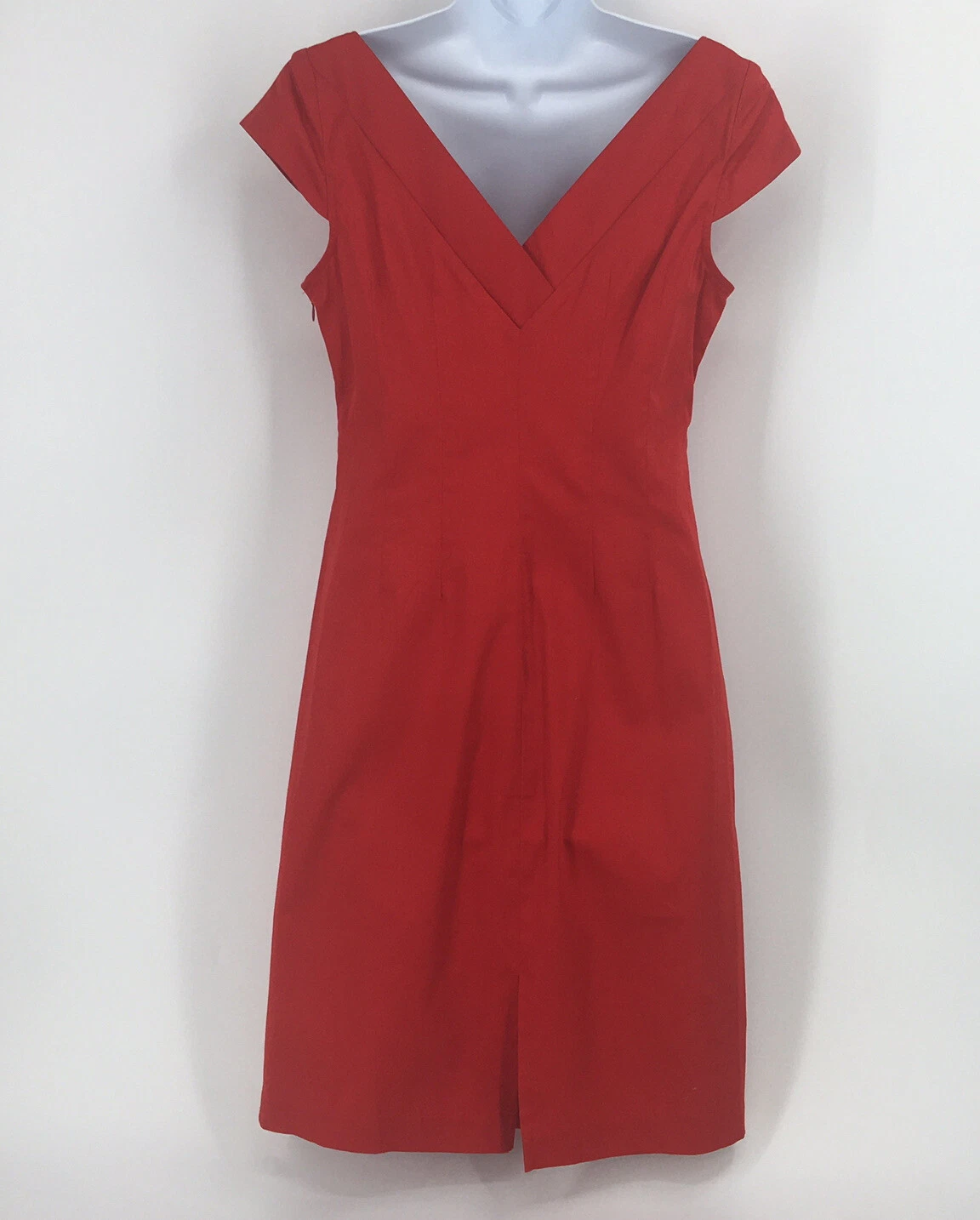 VALENTINO Abito elasticizzato rosso bomba retrò arricciato anteriore largo collo a V taglia 8