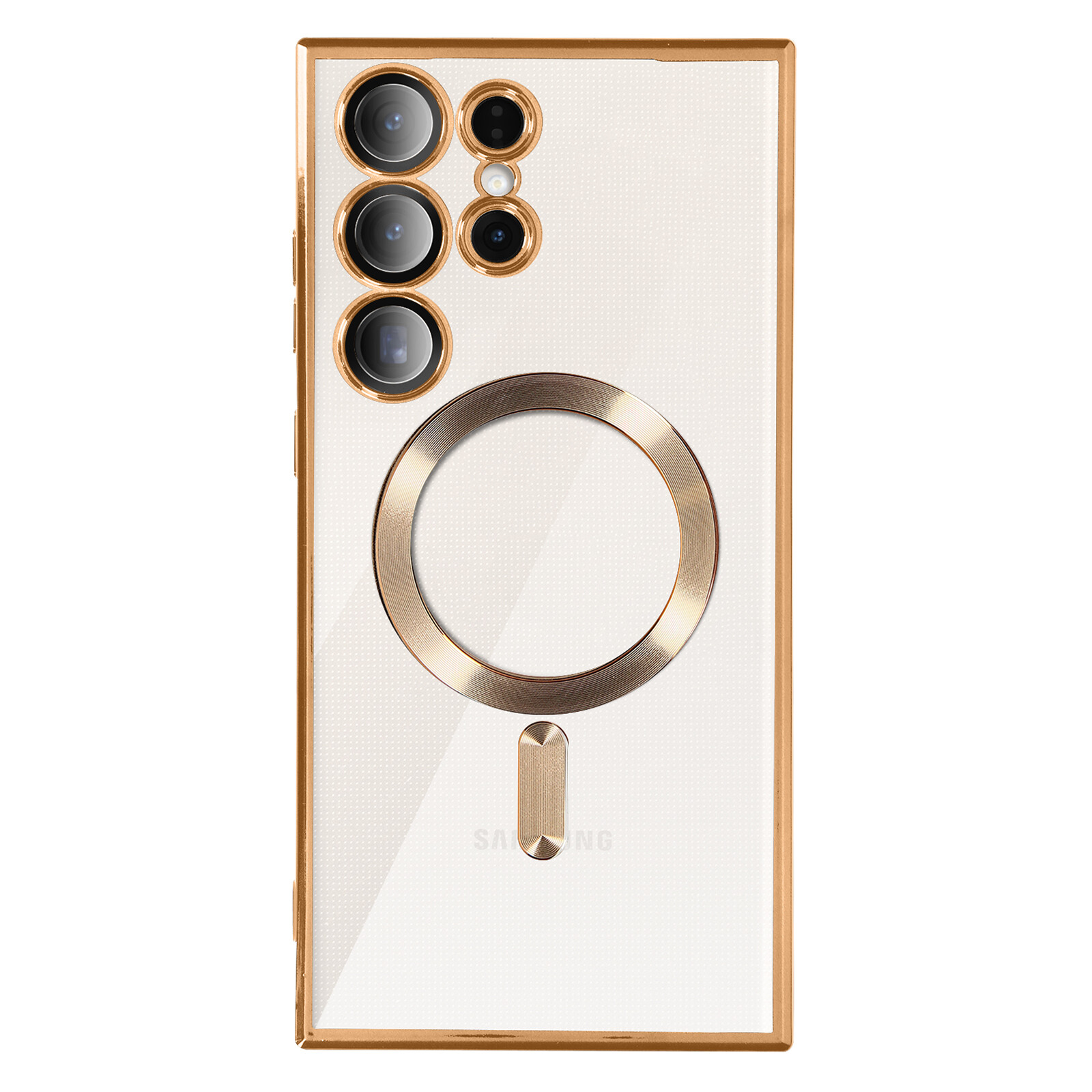 Case for Samsung S23 Ultra, Camera Protection, Transparent/Gold