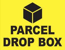 Insegna Avviso Pacchi Drop Box Foamex Rigida PVC Insegna O Adesivo Decalcomania