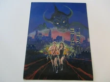 ILLUSTRATION PAINTING VINTAGE NEW YORK TWIN TOWERS CITY COMIC   SCIENCE FICTION