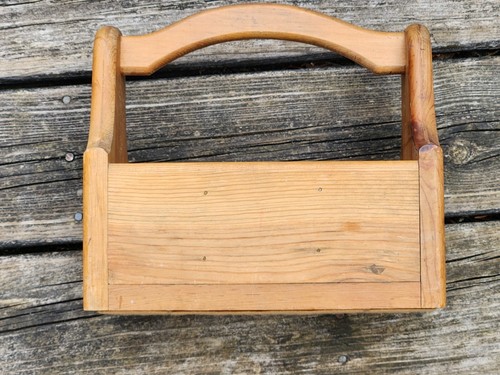 Wood Toolbox Caddy Tray Tote Carrier 6 Section Arts Crafts Garden Vintage 10x7x9 - Picture 22 of 24