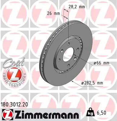 Zimmermann Disque De Frein 180.3012.20 Citroen;Peugeot - Image 2