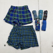 Fruit Of The Loom Boxer Shorts Boys 8-10 Multicolor Plaid 7 Pack Underwear
