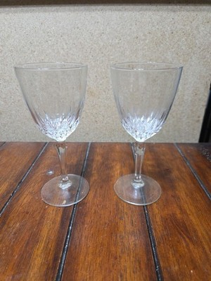 Set of 2 Diamant Cristal D'Arques Durand Style Crystal Wine Glass Stemware