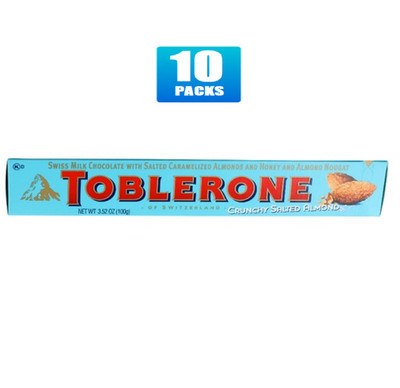 10x Packs Toblerone Crunchy Almond with Sea Salt Milk Chocolate Bar - 3.52oz