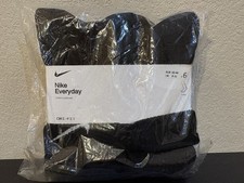 Nike Men's Dri-Fit Everyday Cushioned Crew Socks 6-Pack Size Large Black New