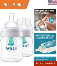 Dual 4oz Anti-Colic Bottles with Flow 1 Nipples - Safe for Newborns, BPA Free